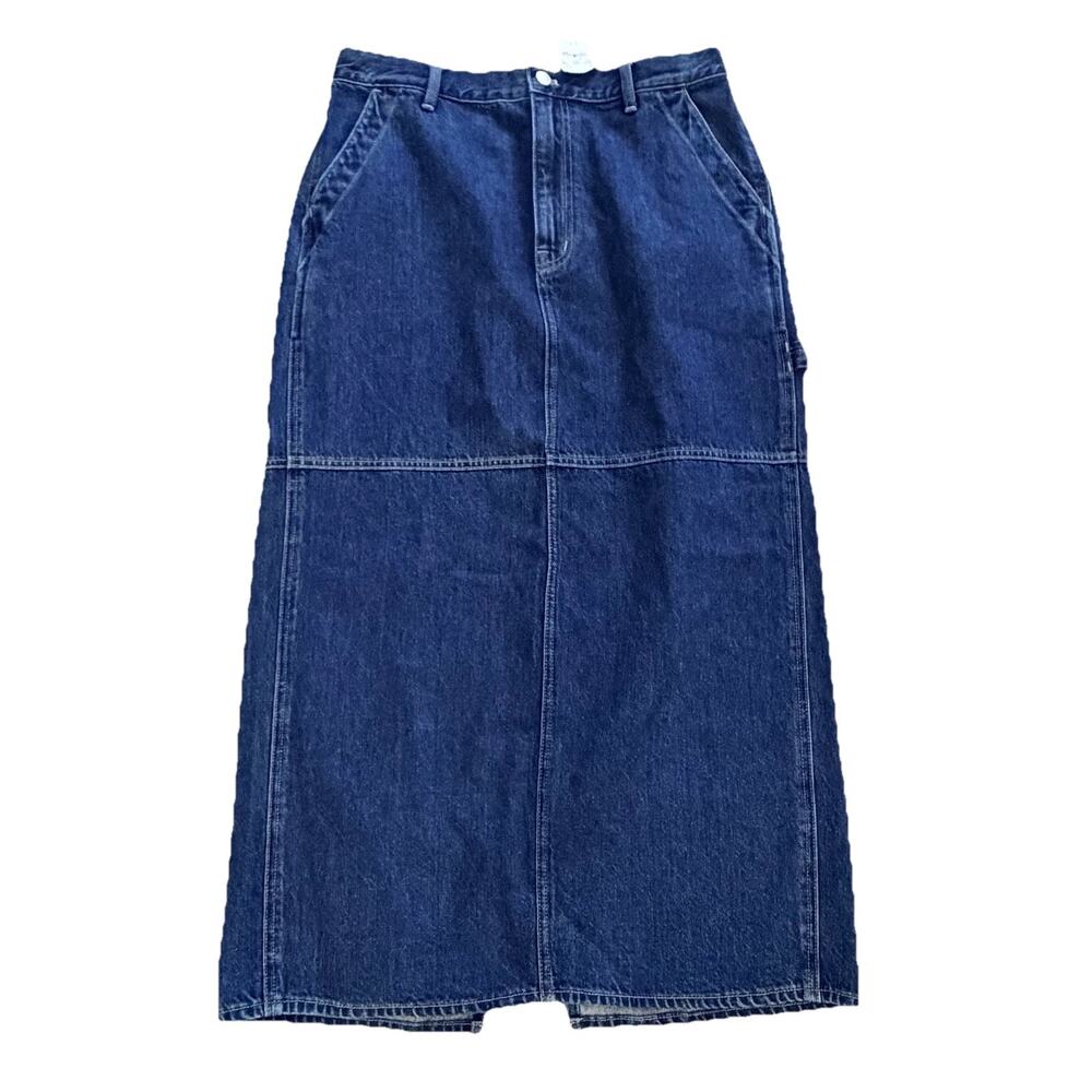 New Madewell Denim Carpenter Maxi Skirt 30 Back Slit High Rise NWT